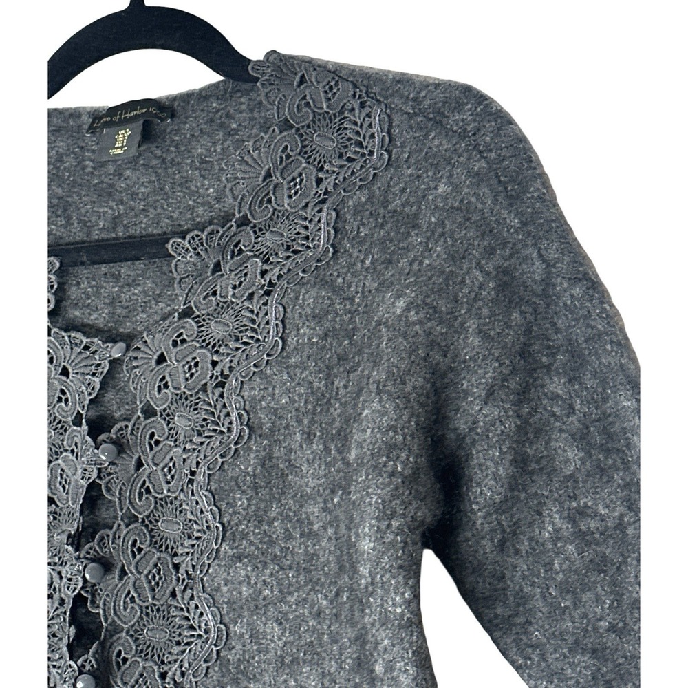 House of Harlow Sweater Cardigan Womens Small Lace Wool Mohair Blend Button Up - Picture 8 of 13